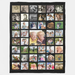 Photo Collage 45 Photo Template Personalized Black Fleece Blanket