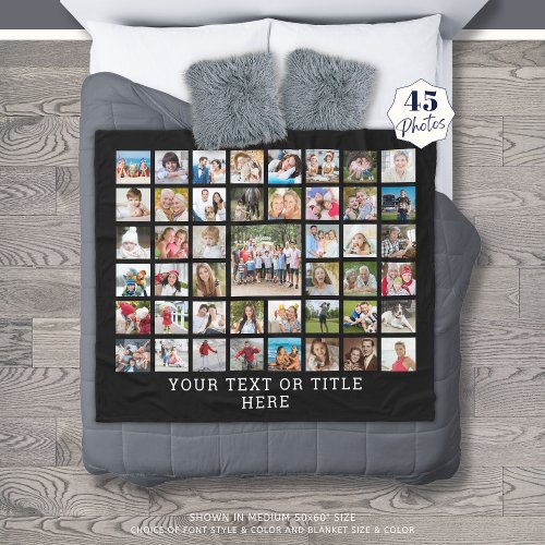 Photo Collage 45 Photos Personalized Black Fleece