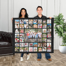 Photo Collage 45 Photos Personalized Black Fleece Blanket