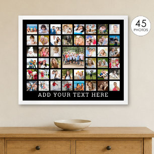Photo Collage 45 Photos Personalized Black Print