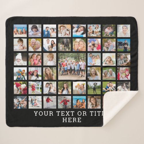 Photo Collage 45 Photos Personalized Black Sherpa Blanket