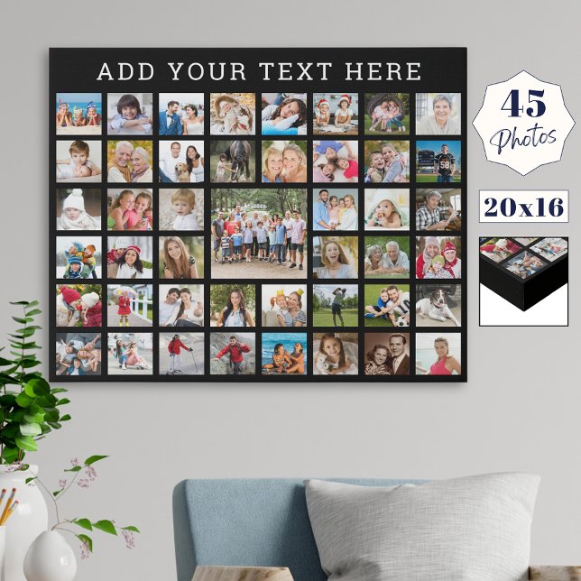 Photo Collage 45 Photos Personalized Custom Color Faux Canvas Print (Creator Uploaded)