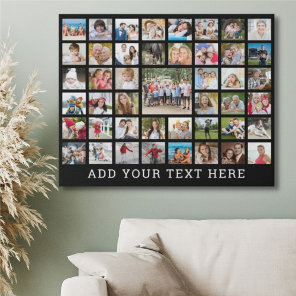 Photo Collage 45 Photos Personalized Custom Color Faux Canvas Print