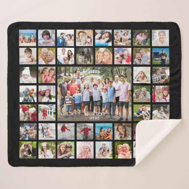 Photo Collage 45 Photos Personalized Custom Color Sherpa Blanket (Front (Horizontal))