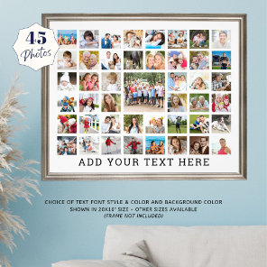 Photo Collage 45 Photos Personalized White Print