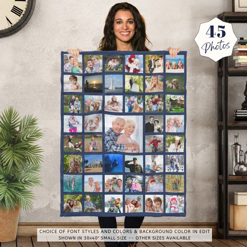 Photo Collage 45 Pics Custom Color Personalized Fleece Blanket