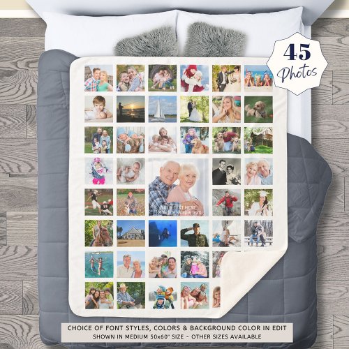 Photo Collage 45 Pics Your Color Personalized Sherpa Blanket