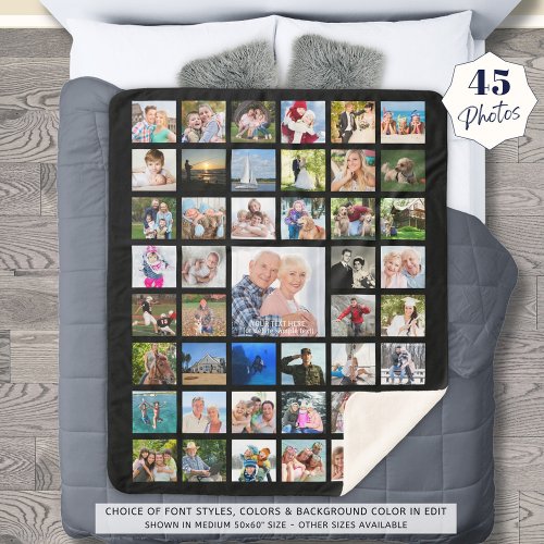 Photo Collage 45 Pics Your Color Personalized Sherpa Blanket