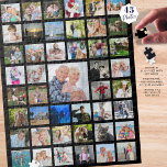 Photo Collage 45 Pictures Black Jigsaw Puzzle<br><div class="desc">Create a unique, memorable gift of a collection of 45 photos for a gift with hours of fun time and time again or create a keepsake wall hanging by gluing the puzzle together after completion. Ideal for anniversary and grandparent gifts, birthdays and milestone achievements and fun for a retirement gift...</div>