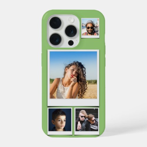 Photo Collage 4 Square Photos Pistachio Green iPhone 15 Pro Case