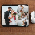 Photo Collage 4 Wedding Picture Montage Mouse Pad<br><div class="desc">Create your own unique wedding photo mousepad. The photo template is set up ready for you to add 4 of your favorite pictures which will automatically display as one main background photo in landscape format, with the remaining 3 photos overlaid in a zigzag montage. The design has narrow black photo...</div>