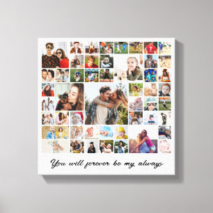 Photo Collage 50 Picture Grid Custom Square White Canvas Print