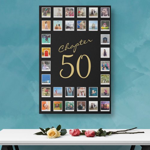 Photo Collage 50th Birthday Chapter 50 Large Faux Canvas Print