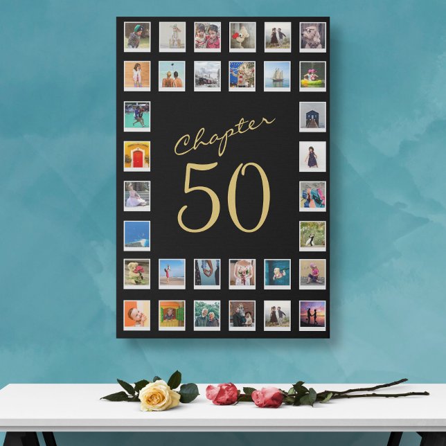 Photo Collage 50th Birthday Chapter 50 Large Faux Canvas Print (Creator Uploaded)