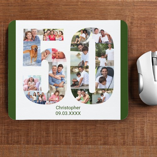 Photo Collage 50th Birthday Number 50 Personalized Mouse Pad