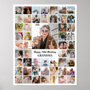 Photo Collage 52 Picture Grid 11x14 Custom White Poster