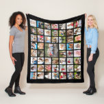 Photo Collage 53 Photos Personalized Black Fleece Blanket