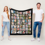 Photo Collage 53 Photos Personalized Black Fleece Blanket Photo Collage 53 Photos Personalized Black Fleece Blanket