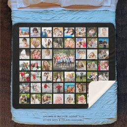 Photo Collage 53 Photos Personalized Black Sherpa Blanket