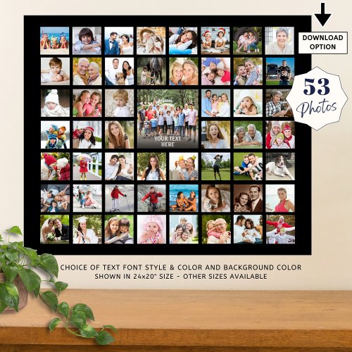 Photo Collage 53 Photos Personalized Custom Color Poster
