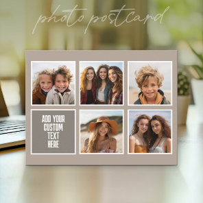 Photo Collage - 5 Photos and Text Block Postcard