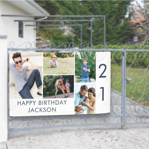 Photo Collage 5 Picture 21st Birthday Banner