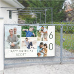 Photo Collage 5 Picture 60th Birthday Banner<br><div class="desc">Personalized banner celebrating a 60th Birthday - or customize for any other age! The photo template is set up for you to add 5 of your favorite photos which are displayed in a photo collage of horizontal landscape and vertical portrait formats. The wording simply reads "Happy Birthday [your name]" in...</div>
