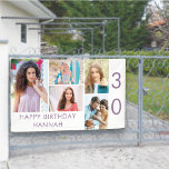 Photo Collage 5 Picture Personalized 30th Birthday Banner<br><div class="desc">Personalized banner celebrating a 30th Birthday - or customize for any other age! The photo template is set up for you to add 5 of your favorite photos which are displayed in a photo collage of horizontal landscape and vertical portrait formats. The wording simply reads "Happy Birthday [your name]" in...</div>