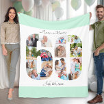 Photo Collage 60th Birthday Mint White Picture Fleece Blanket<br><div class="desc">Custom Picture Blanket with 15 of your favorite photos. This stylish photo collage is in the shape of the number 60 on a white background with mint green borders. The blanket can also be personalized with the name and birth date of your choice. The template is set up ready for...</div>
