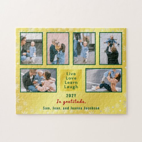Photo Collage 6 Img Live Love Learn Laugh Golden  Jigsaw Puzzle