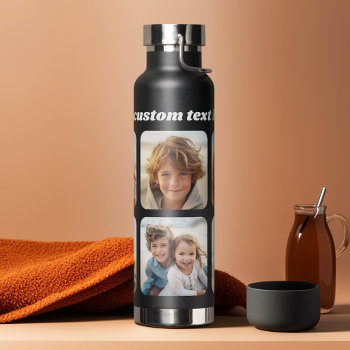 Photo Collage - 6 Photos Collage Custom Text Water Bottle by MarshEnterprises at Zazzle
