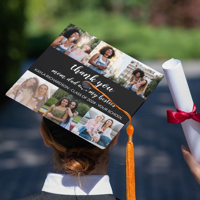 Photo Collage 6 Picture and Thank You Message Graduation Cap Topper (Creator Uploaded)