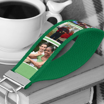 Photo Collage 6 Portrait Picture Green Wrist Keychain by darlingandmay at Zazzle