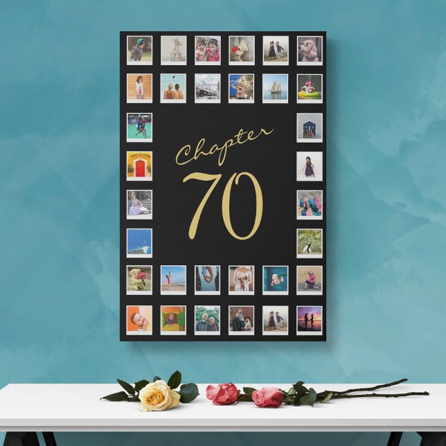 Photo Collage 70th Birthday Chapter 70 Large  Faux Canvas Print (Creator Uploaded)