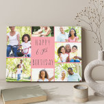 Photo Collage 7 Picture Coral Pink 60th Birthday Canvas Print<br><div class="desc">Say Happy 60th Birthday with a custom wrapped canvas. The photo template is set up for you to add 7 of your favorite photos which are displayed in a photo collage around the birthday greeting. The wording simply reads "Happy 60th Birthday" in casual typography. "60th" is actually editable if you...</div>