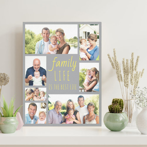 Photo Collage 7 Picture Family Life Quote Grey