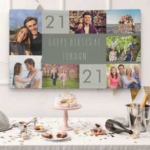 Photo Collage 7 Picture Personalized 21st Birthday Banner