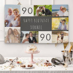 Photo Collage 7 Picture Personalized 90th Birthday Banner<br><div class="desc">Personalized banner celebrating a 90th Birthday. The photo template is set up for you to add 7 of your favorite photos which are displayed in a photo collage around the birthday greeting. The wording simply reads "Happy Birthday [your name]" in casual typography. "90" is actually editable if you would like...</div>
