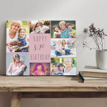 Photo Collage 7 Picture Pink Grey 80th Birthday Canvas Print<br><div class="desc">Say Happy 80th Birthday with a custom wrapped canvas. The photo template is set up for you to add 7 of your favorite photos which are displayed in a photo collage around the birthday greeting. The wording simply reads "Happy 80th Birthday" in casual typography. "80th" is actually editable if you...</div>