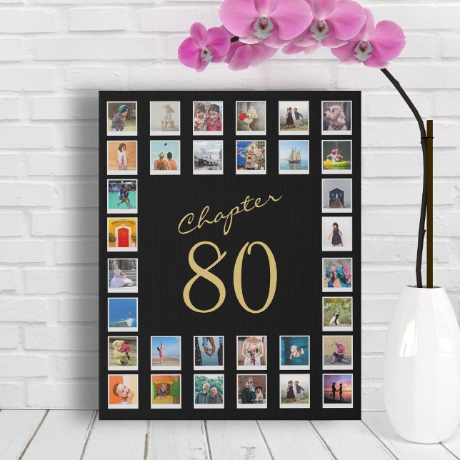 Photo Collage 80th Birthday Chapter 80 Faux Canvas Print (Creator Uploaded)