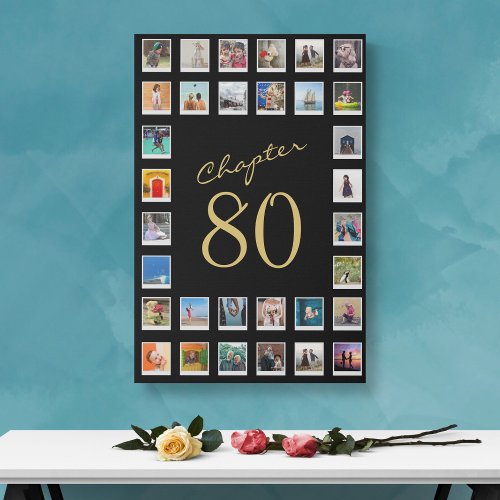 Photo Collage 80th Birthday Chapter 80 Large Faux Canvas Print