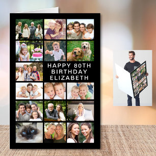Photo Collage 80th Birthday Jumbo Card