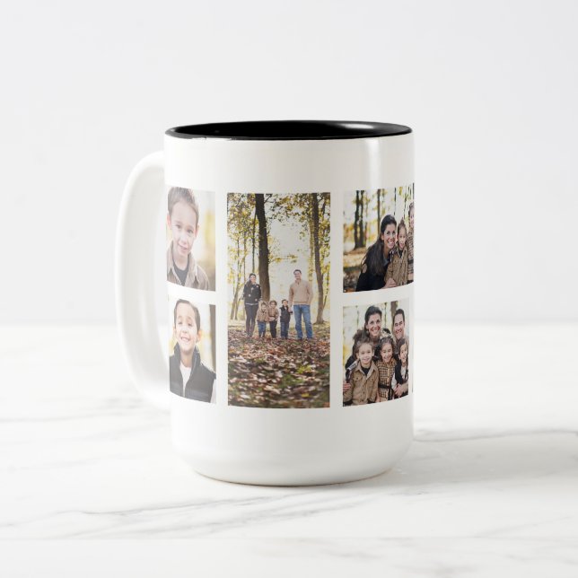 Photo collage 8 pictures custom Two-Tone coffee mug (Front Left)