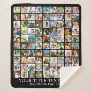 Photo Collage 90 Square Pictures Custom Color Sherpa Blanket