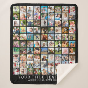 Photo Collage 90 Square Pictures Custom Color Sherpa Blanket
