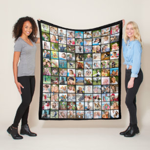 Photo Collage 99 Square Images Fleece Blanket