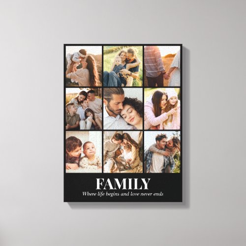 Photo Collage 9 Pictures 12x16 18x24 24x32 30x40 Canvas Print