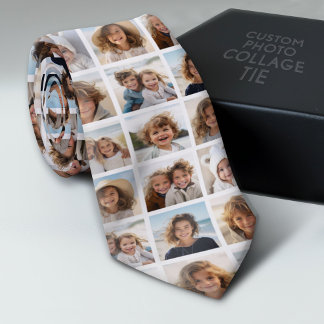 Photo Collage - 9 Pictures in a Grid - White Neck Tie