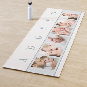 Photo Collage ADORED 6 Baby Picture Blue and White Yoga Mat