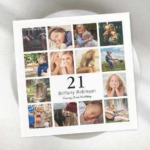 Photo Collage Age Related Birthday Party Napkins